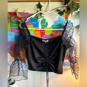 Acoa long sleeve crop top with puff sleeves